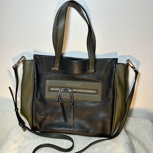 SANCTUARY| Soft Leather Tote|Black and Olive Green|